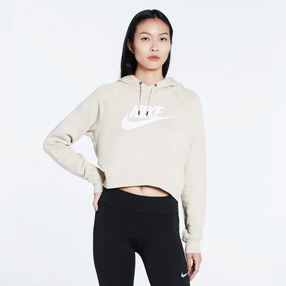 Nike Sportswear Essential Cropped Γυναικεία Μπλούζα με Κουκούλα RATTAN/WHITE 1 Nike Sportswear Essential Cropped Γυναικεία Μπλούζα με Κουκούλα RATTAN/WHITE