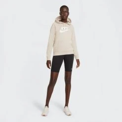 Nike Sportswear Essential Fleece Γυναικεία Μπλούζα με Κουκούλα RATTAN/WHITE -Γυναικεία Ρούχα Εκπτώσεις nike w nsw essntl flc gx hoodie 4