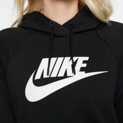 Nike Sportswear Essential Γυναικεία Μπλούζα με Κουκούλα BLACK/WHITE -Γυναικεία Ρούχα Εκπτώσεις nike w nsw essntl hoodie po hbr 13
