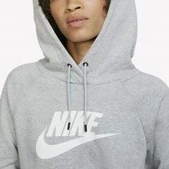 Nike Sportswear Essential Γυναικεία Μπλούζα με Κουκούλα DK GREY HEATHER/WHITE -Γυναικεία Ρούχα Εκπτώσεις nike w nsw essntl hoodie po hbr 7
