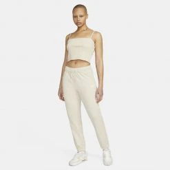Γυναικεία Nike Sportswear Essential Γυναικείο Crop Top SANDDRIFT/WHITE -Γυναικεία Ρούχα Εκπτώσεις nike w nsw essntl rib crop top 3