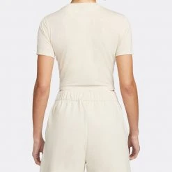 Nike Sportswear Essential Γυναικεία Crop Top SANDDRIFT/WHITE -Γυναικεία Ρούχα Εκπτώσεις nike w nsw essntl tee slim crp lbr 1