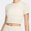 Nike Sportswear Essential Γυναικεία Crop Top SANDDRIFT/WHITE -Γυναικεία Ρούχα Εκπτώσεις nike w nsw essntl tee slim crp lbr