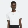 Nike Sportswear Essential Γυναικεία Crop Top WHITE/BLACK -Γυναικεία Ρούχα Εκπτώσεις nike w nsw essntl tee slim crp lbr 13