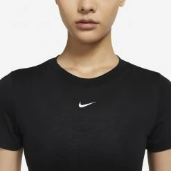 Nike Sportswear Essential Γυναικεία Crop Top BLACK/WHITE -Γυναικεία Ρούχα Εκπτώσεις nike w nsw essntl tee slim crp lbr 18