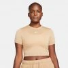Nike Sportswear Essential Γυναικεία Crop Top HEMP/WHITE -Γυναικεία Ρούχα Εκπτώσεις nike w nsw essntl tee slim crp lbr 3