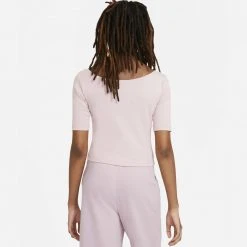 Γυναικεία Nike Sportwear Essential Γυναικείο T-Shirt CHAMPAGNE/WHITE -Γυναικεία Ρούχα Εκπτώσεις nike w nsw essntl top ss scoop 1