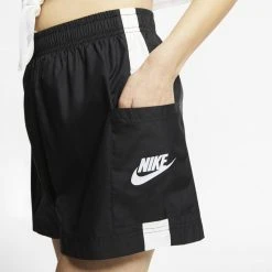 Γυναικεία Nike Sportswear Essentials Γυναικείο Σορτς BLACK/WHITE/WHITE -Γυναικεία Ρούχα Εκπτώσεις nike w nsw essntl wvn hr short 8