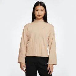 Nike Sportswear Γυναικεία Μπλούζα με Μακρύ Μανίκι HEMP/WHITE