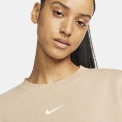 Nike Sportswear Phoenix Fleece Γυναικεία Μπλούζα Φούτερ HEMP/SAIL -Γυναικεία Ρούχα Εκπτώσεις nike w nsw phnx flc os crew 2