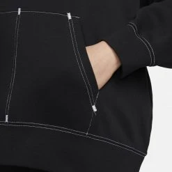 Nike Sportswear Swoosh Γυναικεία Mπλούζα με Kουκούλα BLACK/BLACK/WHITE/WHITE -Γυναικεία Ρούχα Εκπτώσεις nike w nsw swsh flc hoodie 8