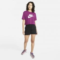 Γυναικεία Nike Sportswear Essential Γυναικείο Crop Top SANGRIA/WHITE -Γυναικεία Ρούχα Εκπτώσεις nike w nsw tee essntl crp icn ftr 11