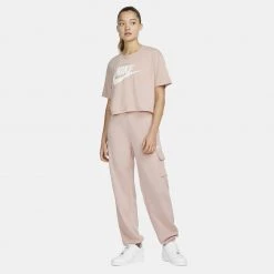 Γυναικεία Nike Sportswear Essential Γυναικείο Crop Top PINK OXFORD/WHITE -Γυναικεία Ρούχα Εκπτώσεις nike w nsw tee essntl crp icn ftr 3
