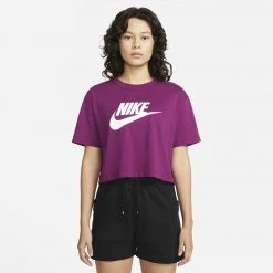 Γυναικεία Nike Sportswear Essential Γυναικείο Crop Top SANGRIA/WHITE