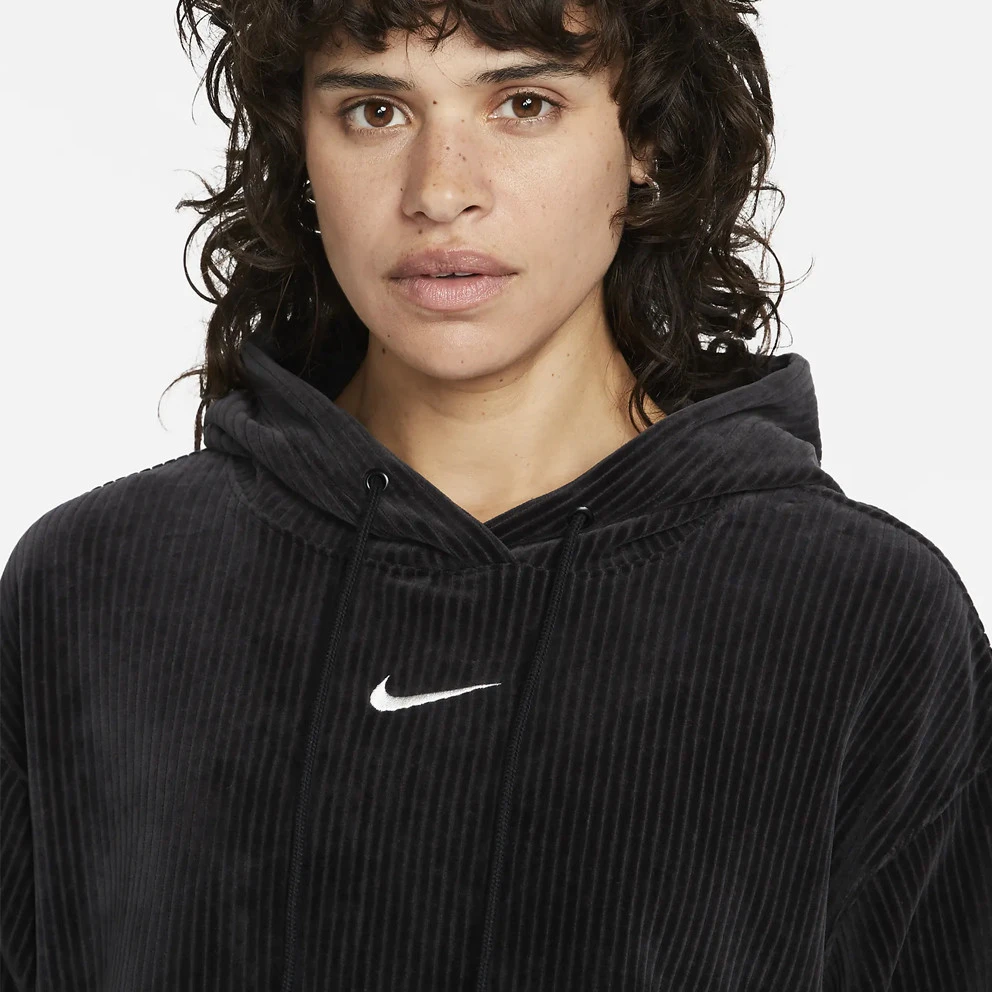 Nike Sportswear Velour Cropped Γυναικεία Μπλούζα με Κουκούλα BLACK/SAIL 3 Nike Sportswear Velour Cropped Γυναικεία Μπλούζα με Κουκούλα BLACK/SAIL - Image 3