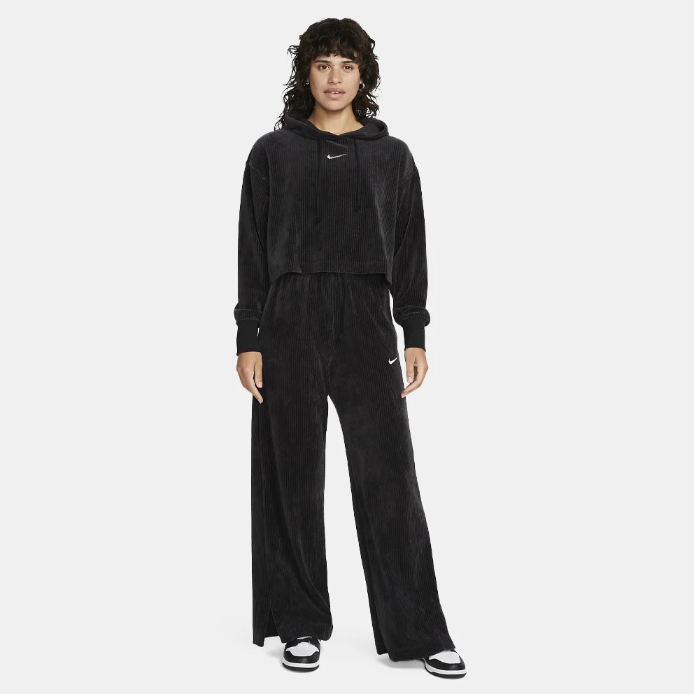 Nike Sportswear Velour Cropped Γυναικεία Μπλούζα με Κουκούλα BLACK/SAIL 4 Nike Sportswear Velour Cropped Γυναικεία Μπλούζα με Κουκούλα BLACK/SAIL - Image 4