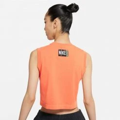 Nike Sportswear Γυναικεία Cropped Αμάνικη Μπλούζα ATOMIC ORANGE/BLACK -Γυναικεία Ρούχα Εκπτώσεις nike w nsw wash tnk top 1