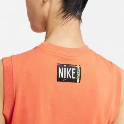 Nike Sportswear Γυναικεία Cropped Αμάνικη Μπλούζα ATOMIC ORANGE/BLACK -Γυναικεία Ρούχα Εκπτώσεις nike w nsw wash tnk top 3