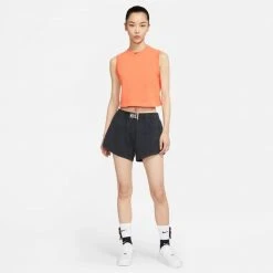 Nike Sportswear Γυναικεία Cropped Αμάνικη Μπλούζα ATOMIC ORANGE/BLACK -Γυναικεία Ρούχα Εκπτώσεις nike w nsw wash tnk top 4