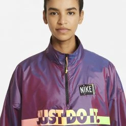 Nike Sportswear Woven Pullover Γυναικεία Ζακέτα FUCHSIA GLOW/BLACK -Γυναικεία Ρούχα Εκπτώσεις nike w nsw wvn po jkt wash 2