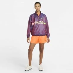 Nike Sportswear Woven Pullover Γυναικεία Ζακέτα FUCHSIA GLOW/BLACK -Γυναικεία Ρούχα Εκπτώσεις nike w nsw wvn po jkt wash 4