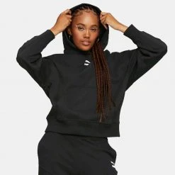Puma Classics Oversized Hoodie TR Γυναικεία Μπλούζα με Κουκούλα PUMA BLACK -Γυναικεία Ρούχα Εκπτώσεις puma classics oversized hoodie tr 7