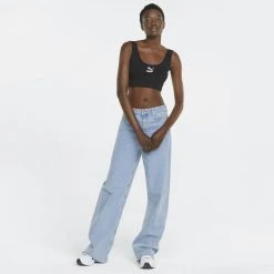 Γυναικεία Puma Classics Ribbed Γυναικείο Crop Top PUMA BLACK -Γυναικεία Ρούχα Εκπτώσεις puma classics ribbed crop top 5