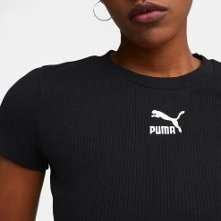Γυναικεία Puma Classics Γυναικείο T-Shirt PUMA BLACK -Γυναικεία Ρούχα Εκπτώσεις puma classics ribbed slim tee 2