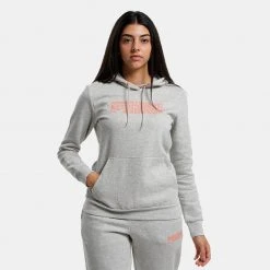 Puma Mass Merchant Style Fleece Γυναικεία Μπλούζα με Κουκούλα Light Gray Heather-Deep Apricot