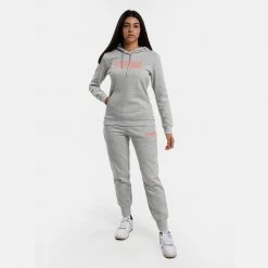 Puma Mass Merchant Style Fleece Γυναικεία Μπλούζα με Κουκούλα Light Gray Heather-Deep Apricot -Γυναικεία Ρούχα Εκπτώσεις puma mass merchant style hoodie fl 3