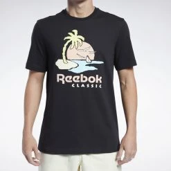 Γυναικεία Reebok Classics Graphic Unisex T-shirt BLACK -Γυναικεία Ρούχα Εκπτώσεις reebok classics cl sr graphic tee 9
