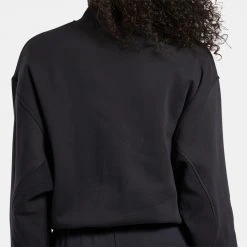 Reebok Classics Cotton French Terry Γυναικεία Μπλούζα Φούτερ BLACK -Γυναικεία Ρούχα Εκπτώσεις reebok classics cl wde cotton ft coverup 3
