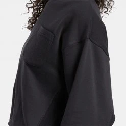 Reebok Classics Cotton French Terry Γυναικεία Μπλούζα Φούτερ BLACK -Γυναικεία Ρούχα Εκπτώσεις reebok classics cl wde cotton ft coverup 4