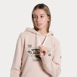 Superdry D1 Vintage Boho Γυναικεία Μπλούζα με Κουκούλα MUSHROOM -Γυναικεία Ρούχα Εκπτώσεις superdry d1 vintage boho graphic hood fouter gunai 2
