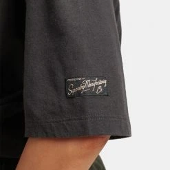 Γυναικεία Superdry D1 Vintage Logo Box Fit Γυναικείο T-Shirt BISON BLACK -Γυναικεία Ρούχα Εκπτώσεις superdry d1 vintage logo box fit tee mplouza gunai 6