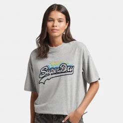 Γυναικεία Superdry D1 Vintage Logo Rainbow Γυναικείο T-Shirt GREY MARL