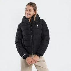 Γυναικεία Superdry Spirit Sports Puffer Γυναικείο Μπουφάν με Κουκούλα Black -Γυναικεία Ρούχα Εκπτώσεις superdry hooded spirit sports puffer mpoufan gunai 1