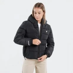 Γυναικεία Superdry Spirit Sports Puffer Γυναικείο Μπουφάν με Κουκούλα Black -Γυναικεία Ρούχα Εκπτώσεις superdry hooded spirit sports puffer mpoufan gunai 3