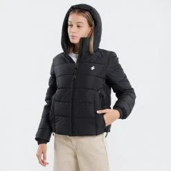 Γυναικεία Superdry Spirit Sports Puffer Γυναικείο Μπουφάν με Κουκούλα Black -Γυναικεία Ρούχα Εκπτώσεις superdry hooded spirit sports puffer mpoufan gunai 4