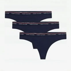 Tommy Jeans 3-Pack Thongs Γυναικεία Εσώρουχα NAVY -Γυναικεία Ρούχα Εκπτώσεις tommy jeans 3p thong 3