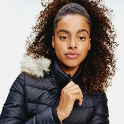 Γυναικεία Tommy Jeans Basic Hooded Down Γυναικείο Μπουφάν BLACK -Γυναικεία Ρούχα Εκπτώσεις tommy jeans basic hooded down jacket 2