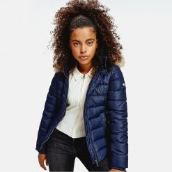 Γυναικεία Tommy Jeans Basic Hooded Down Γυναικείο Μπουφάν TWILIGHT NAVY