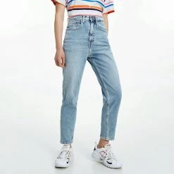 Γυναικεία Tommy Jeans Mom Ultra High Tapered Γυναικείο Jean Παντελόνι (Μήκος 32L) Denim Light
