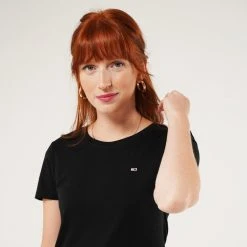 Tommy Jeans Soft Jersey Γυναικεία Μπλούζα BLACK -Γυναικεία Ρούχα Εκπτώσεις tommy jeans soft jersey tee 5