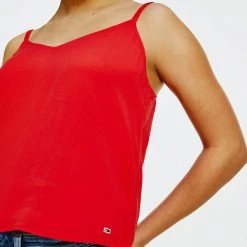 Tommy Jeans Γυναικεία Μπλούζα Χωρίς Μανίκια Deep Crimson -Γυναικεία Ρούχα Εκπτώσεις tommy jeans tjw cami top 2