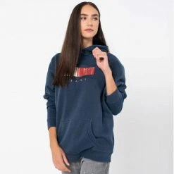 Tommy Jeans Oversized Vintage Bronze Γυναικεία Μπλούζα με Κουκούλα TWILIGHT NAVY -Γυναικεία Ρούχα Εκπτώσεις tommy jeans tjw ovrszd vintage bronze1 hood 2