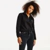 Tommy Jeans Relaxed Badge Quarter Zip Γυναικεία Cropped Μπλούζα Φούτερ BLACK