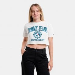 Γυναικεία Tommy Jeans Super Crop College Γυναικείο T-Shirt ECRU