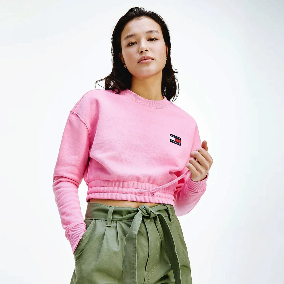 Γυναικεία Tommy Jeans Badge Cropped Γυναικείο Φούτερ PINK DAISY 1 Γυναικεία Tommy Jeans Badge Cropped Γυναικείο Φούτερ PINK DAISY
