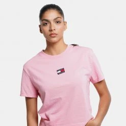 Γυναικεία Tommy Jeans Center Badge Γυναικείο T-shirt Fresh Pink -Γυναικεία Ρούχα Εκπτώσεις tommy jeans tjw tommy center badge tee 2